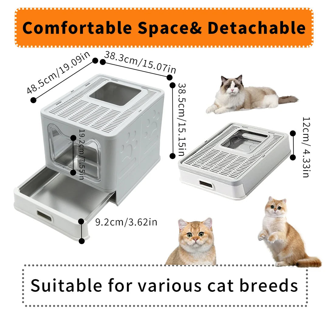 Cat Litter Box Odor Control Removable Tray Dual Exit