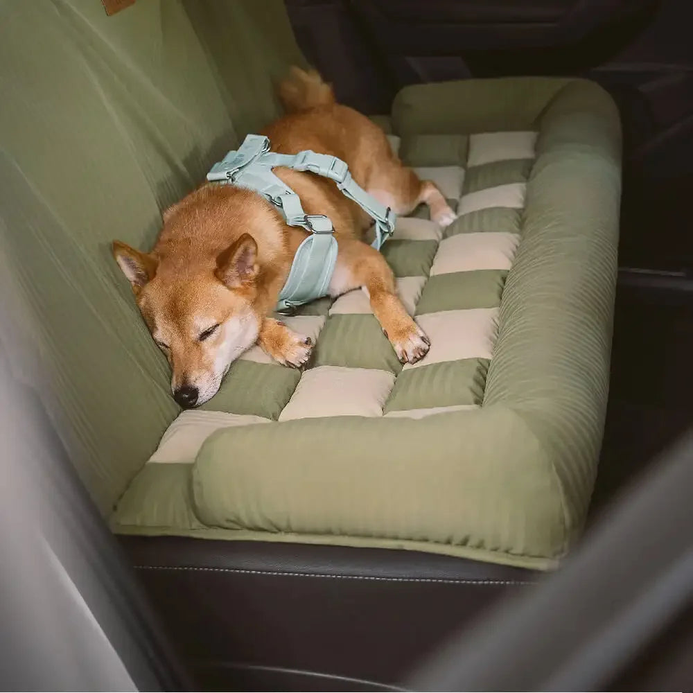 Orthopedic Checkered Dog Car Bed Plush