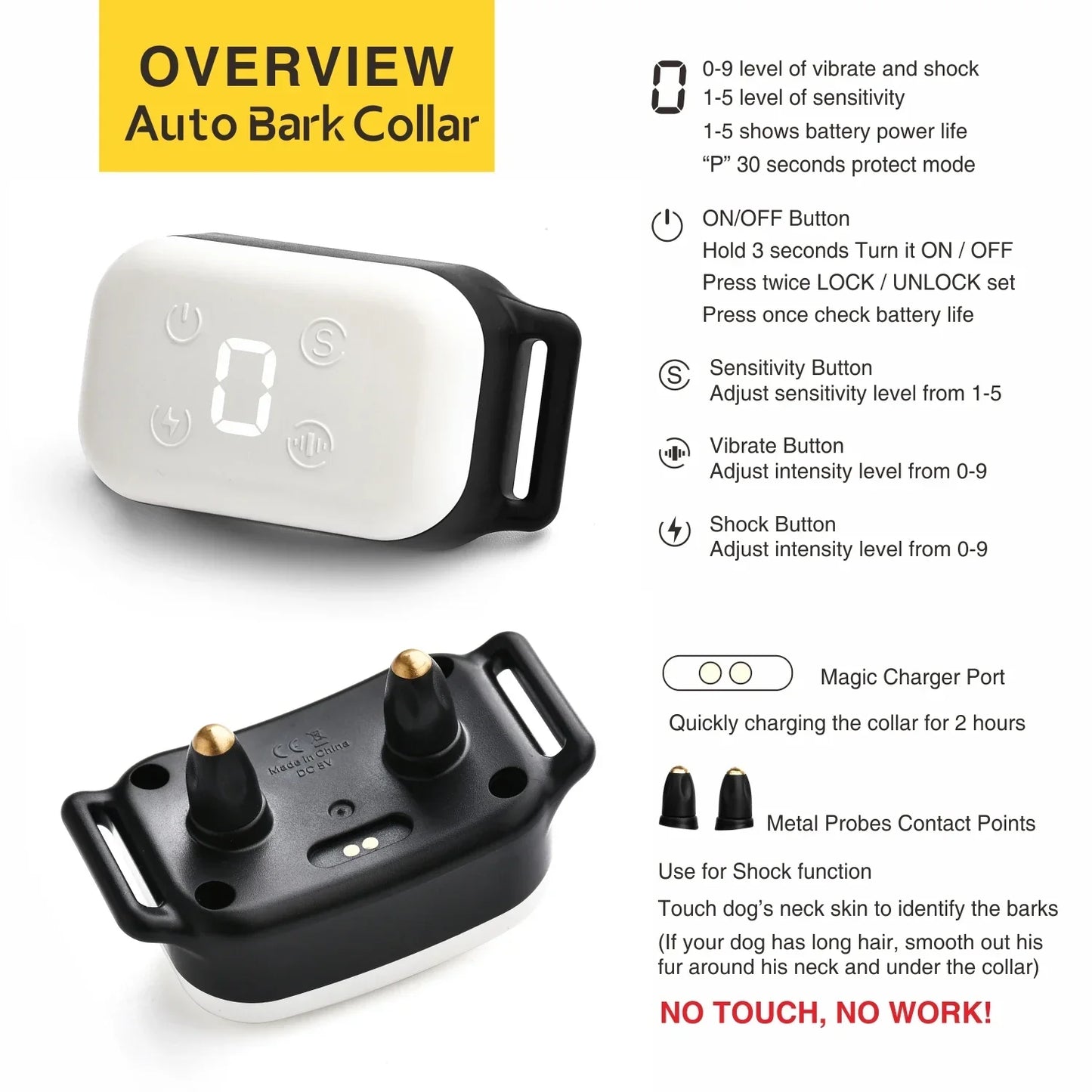 Puppy Training Collar Shock Vibe Beep Modes