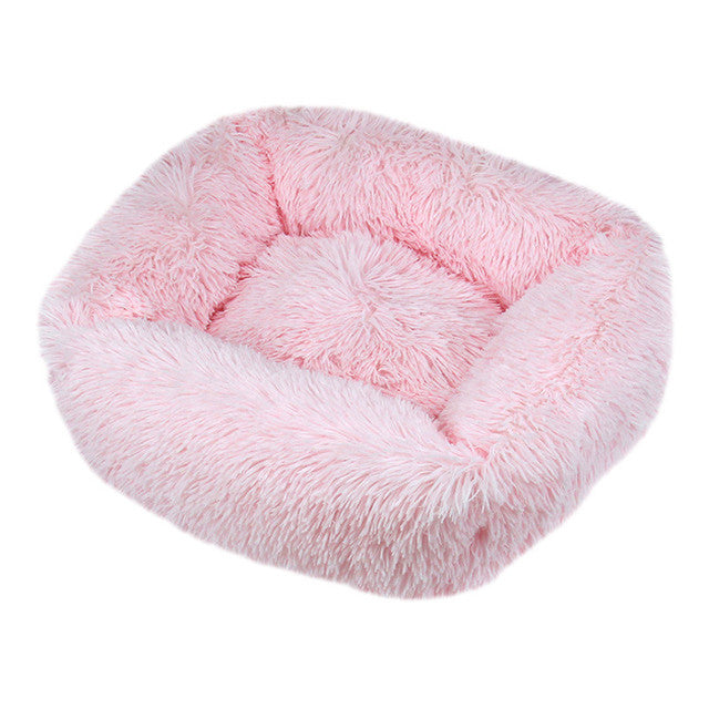 Square Furry Plush Calming Dog Bed | Washable 18