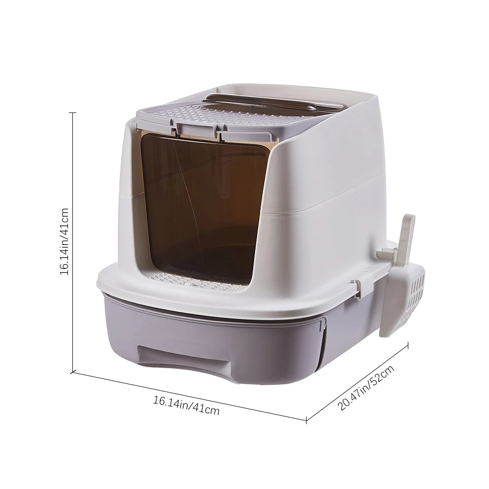 Large Covered Cat Litter Box Easy Clean Tray