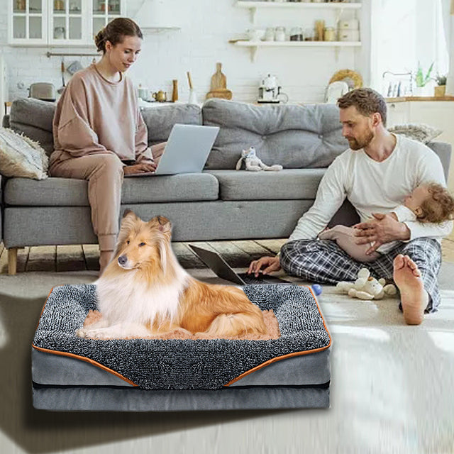Orthopedic Dog Bed Plush Easy Zip Cover