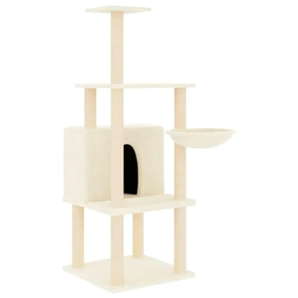 Cat Tower Cream Soft Bed Shelves Large