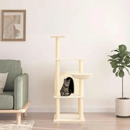Cat Tower Cream Soft Bed Shelves Large