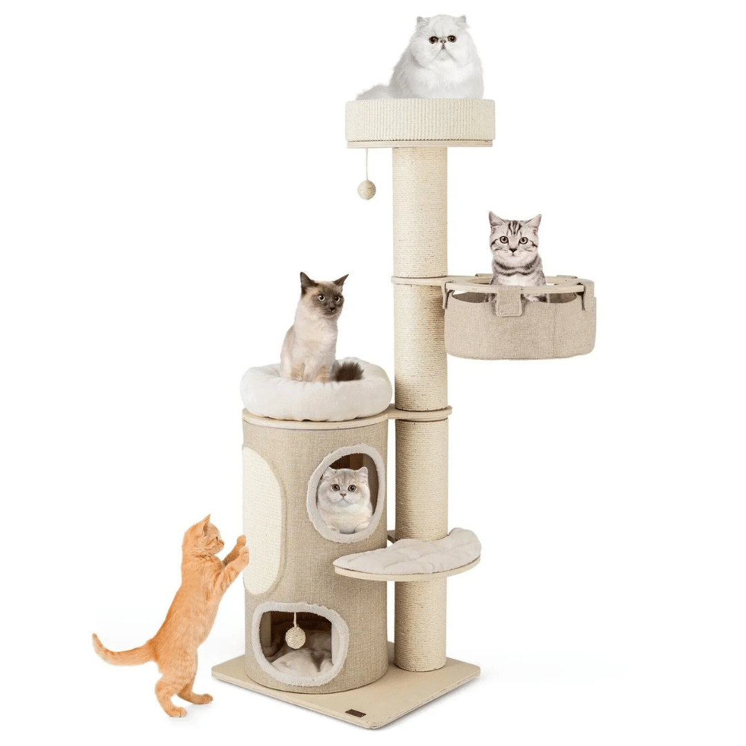 Cat Tower 2-Level House Soft Perches Scratcher - Pupporia