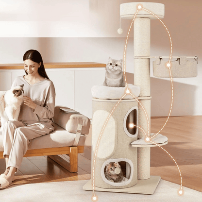 Cat Tower 2-Level House Soft Perches Scratcher