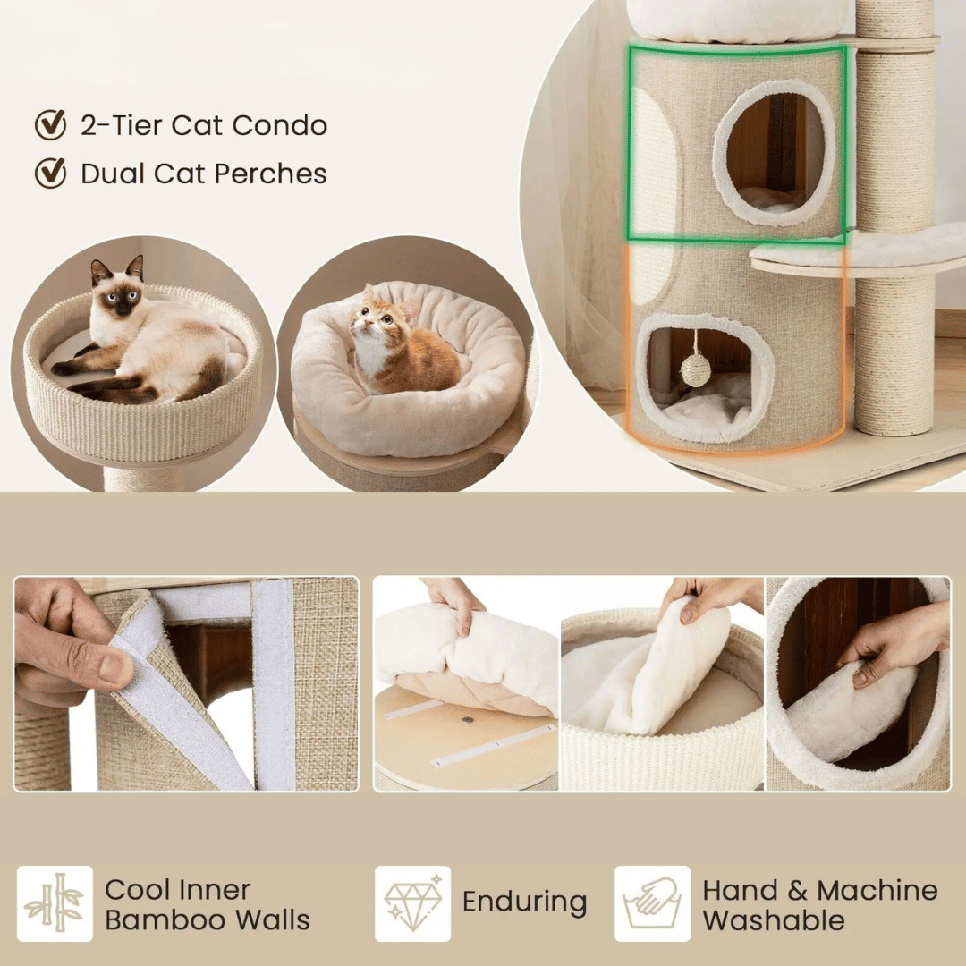 Cat Tower 2-Level House Soft Perches Scratcher