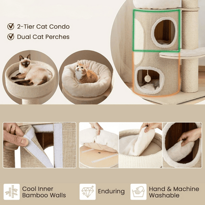 Cat Tower 2-Level House Soft Perches Scratcher