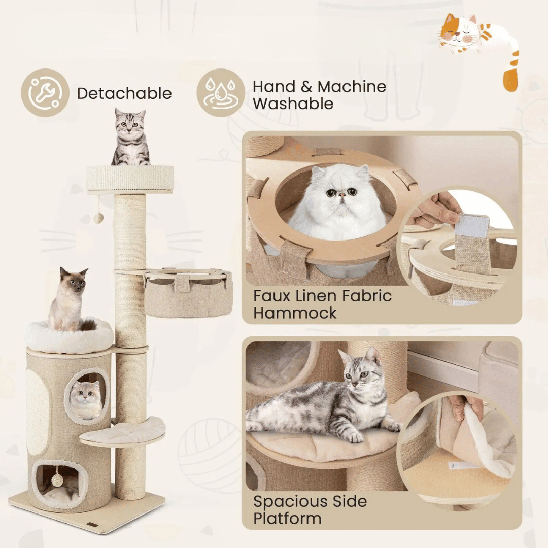 Cat Tower 2-Level House Soft Perches Scratcher