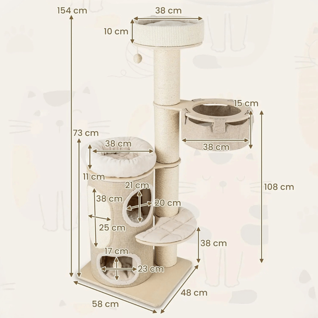 Cat Tower 2-Level House Soft Perches Scratcher