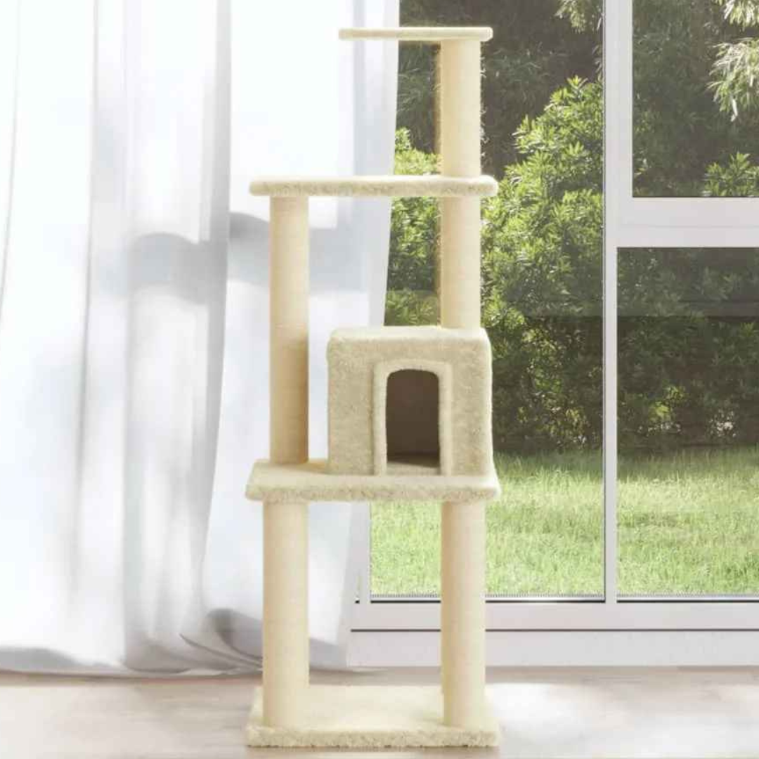 Cat Tower Cream Soft House Shelves Scratch Posts
