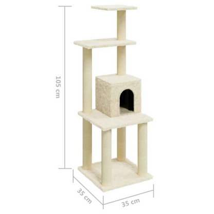 Cat Tower Cream Soft House Shelves Scratch Posts