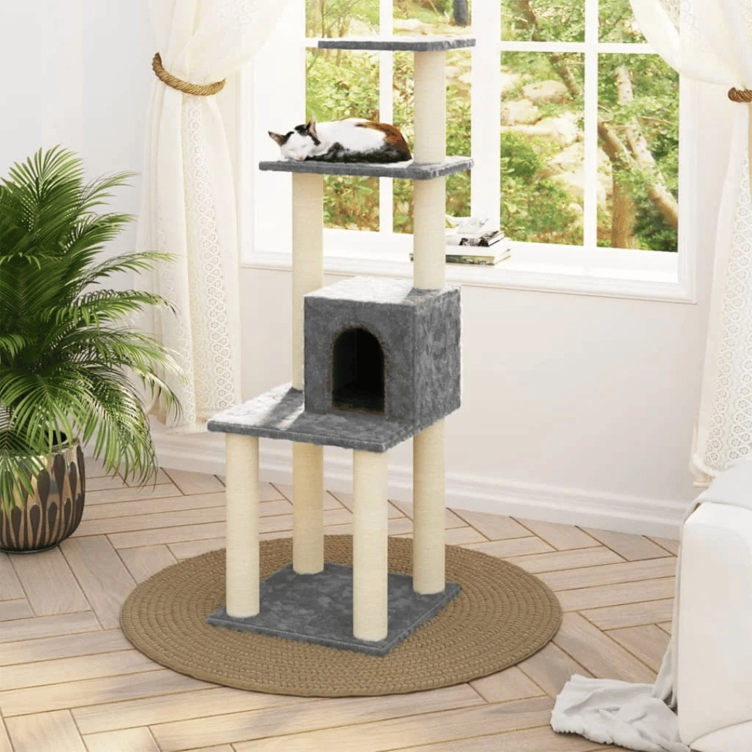 Cat Climbing Tower Tall Scratch Post with Hideaways