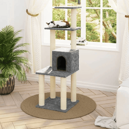 Cat Climbing Tower Tall Scratch Post with Hideaways