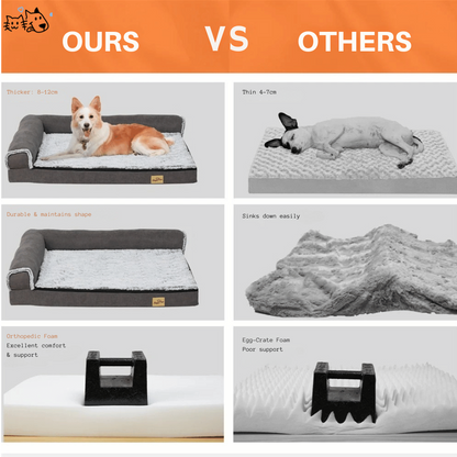 Orthopedic Dog Bed L-Shaped Soft Fleece Large