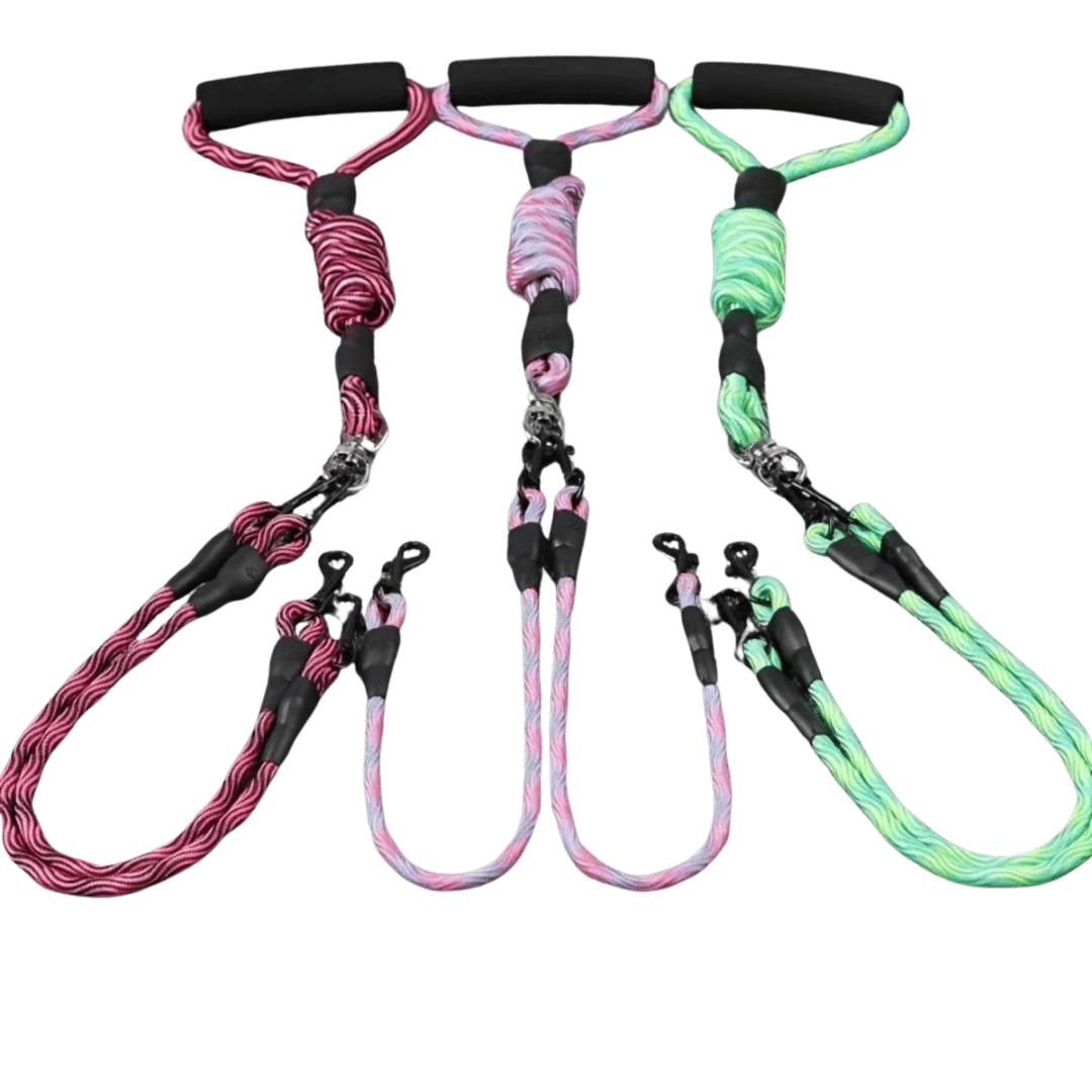 Dual Dog Leash Tangle Swivel Comfort Grip