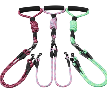 Dual Dog Leash Tangle Swivel Comfort Grip