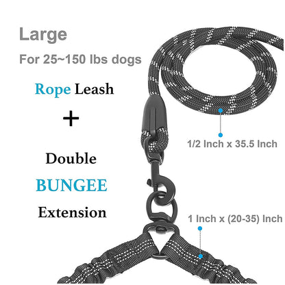 Dual Dog Leash Comfort Grip Reflective Strap