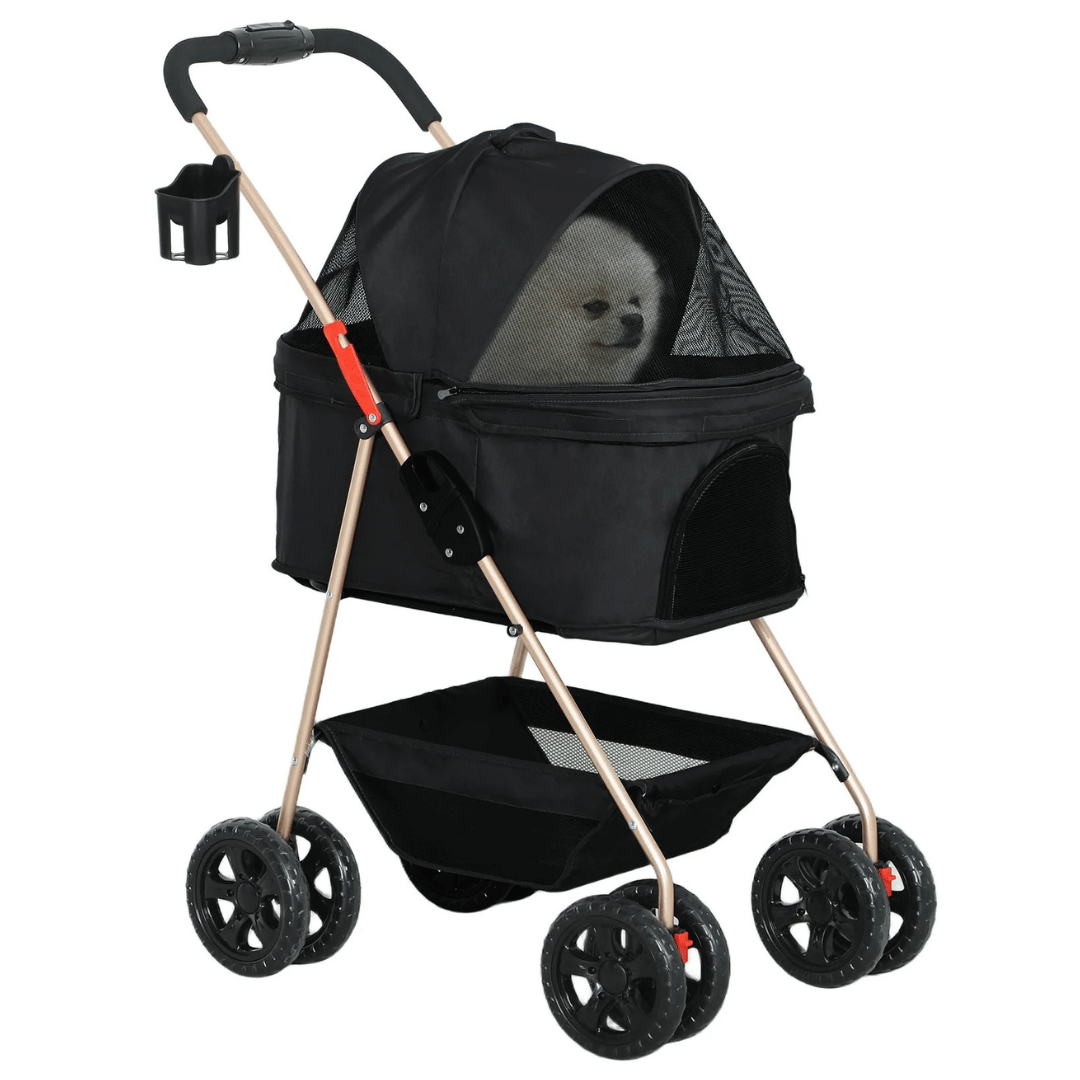 Pet Stroller Folding Compact Removable Basket Storage - Pupporia