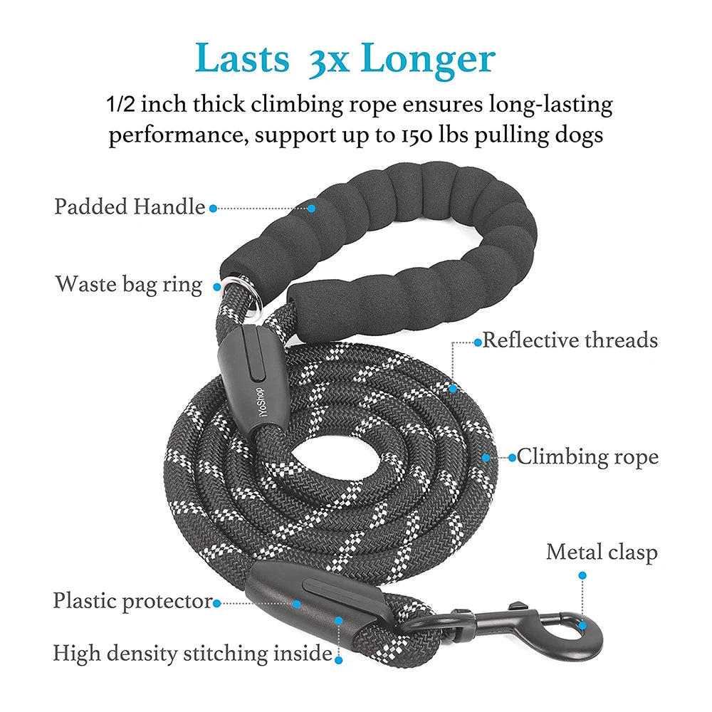 Dual Dog Leash Comfort Grip Reflective Strap
