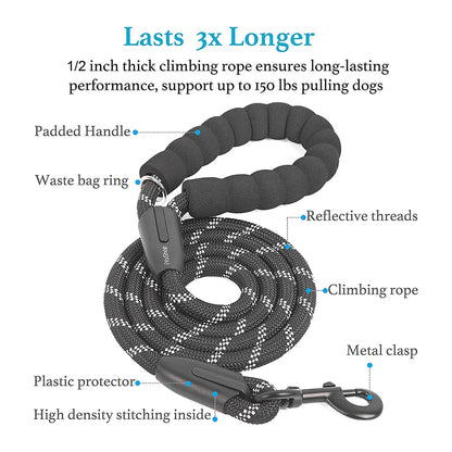 Dual Dog Leash Comfort Grip Reflective Strap