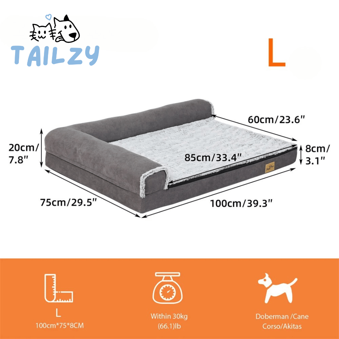 Orthopedic Dog Bed L-Shaped Soft Fleece Large