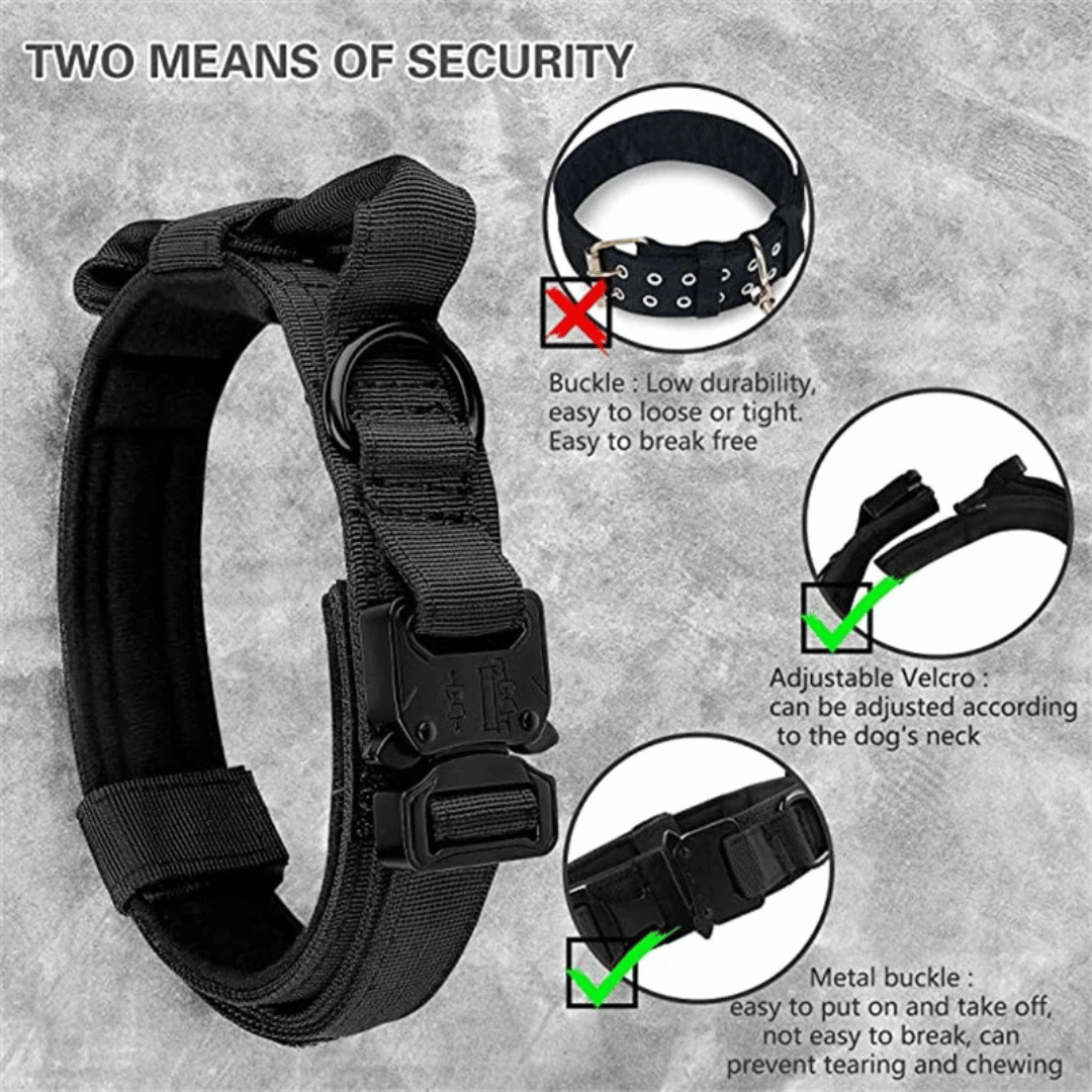 Tactical Dog Collar Durable Nylon Large Breed