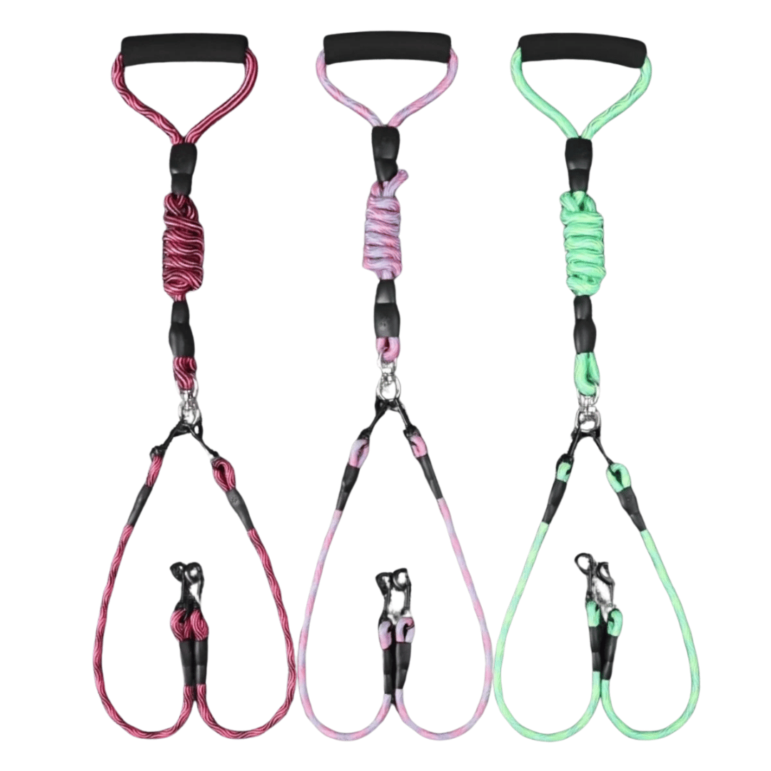 Dual Dog Leash Tangle Swivel Comfort Grip
