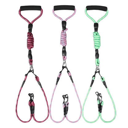 Dual Dog Leash Tangle Swivel Comfort Grip