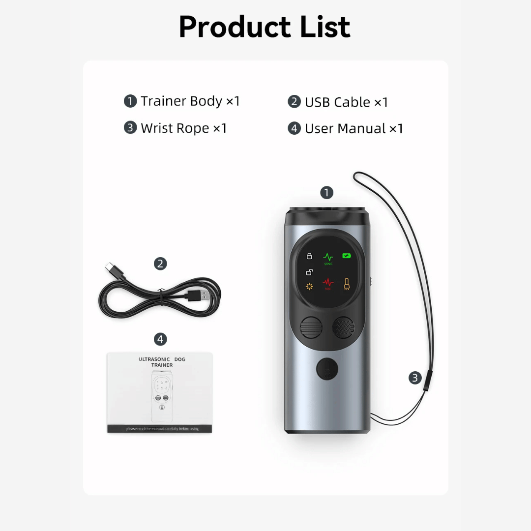 Portable Dog Trainer Ultrasonic Bark Control Flashlight