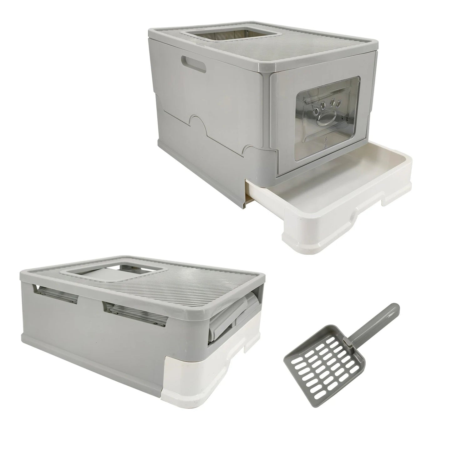 Dual Entry Hidden Cat Litter Box Easy Clean Tray