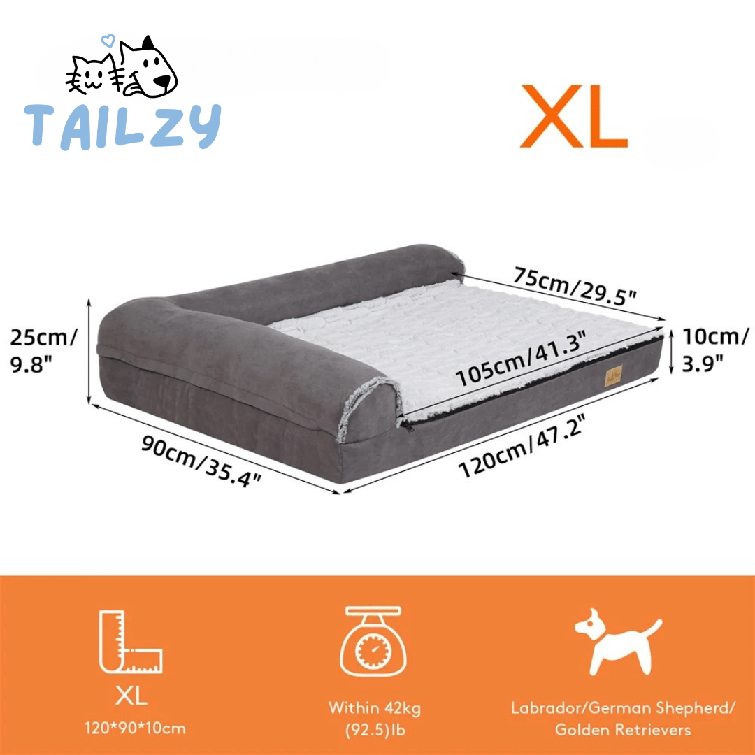Orthopedic Dog Bed L-Shaped Soft Fleece Large