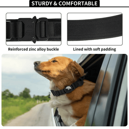 Tactical Dog Collar AirTag Holder Durable Nylon