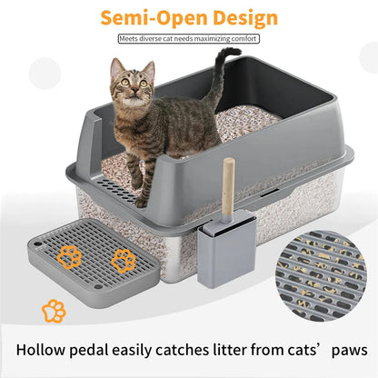 Stainless Steel Covered Cat Litter Box with Accessories