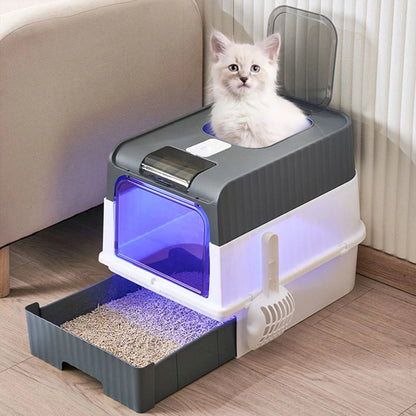 Cat Litter Box Odor Control Easy Clean Tray