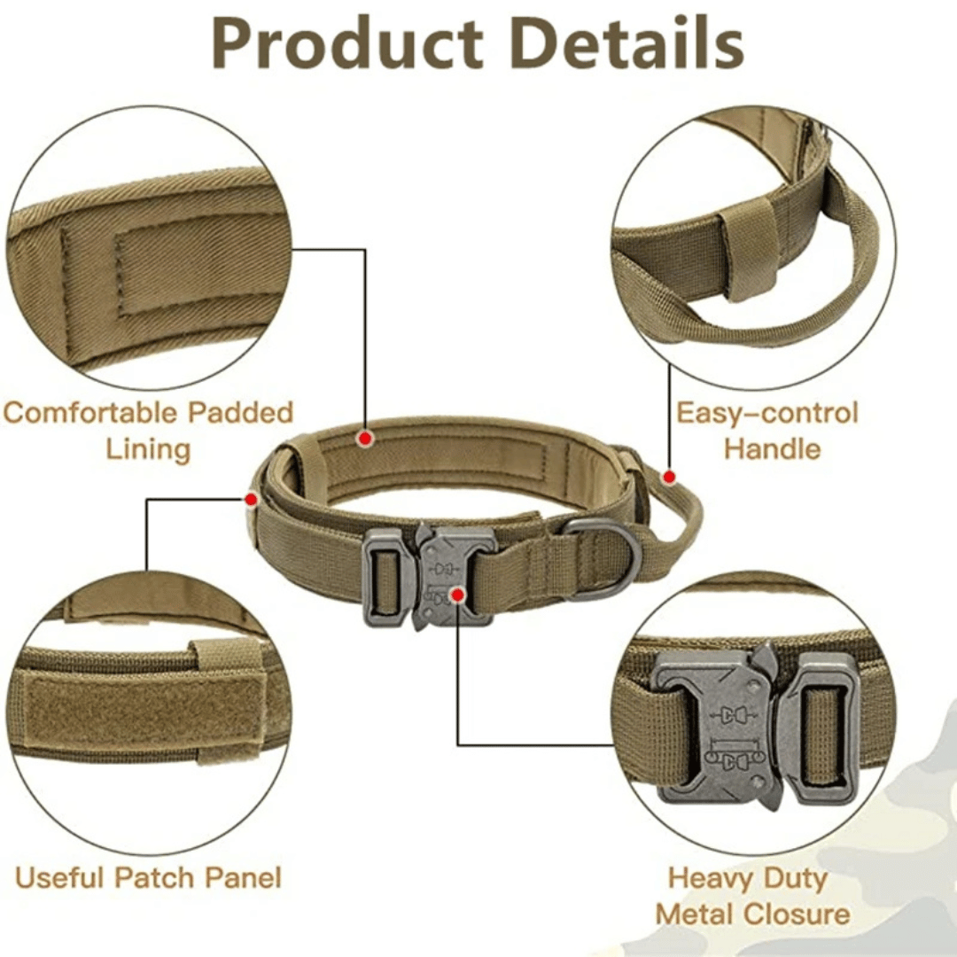 Tactical Dog Collar Durable Nylon Large Breed