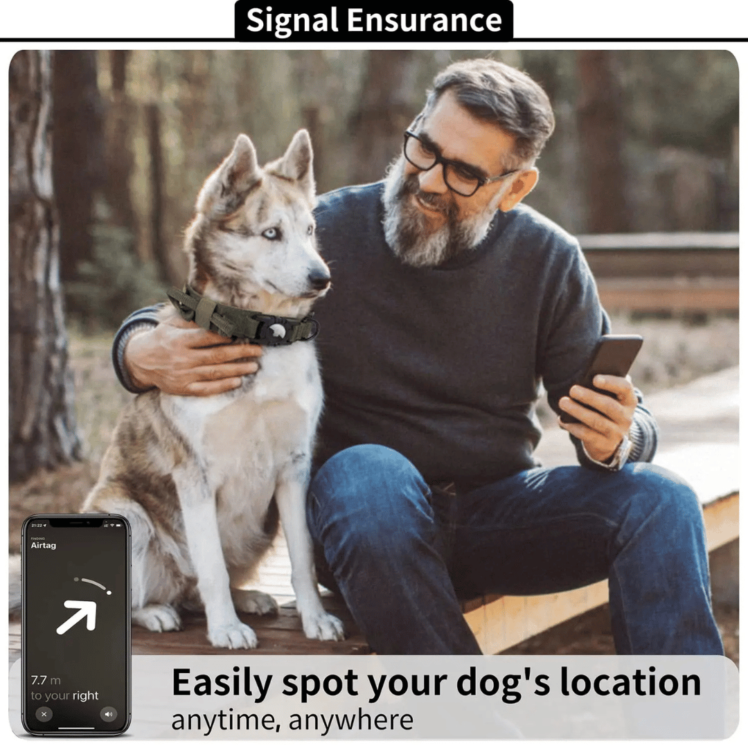 Tactical Dog Collar AirTag Holder Durable Nylon