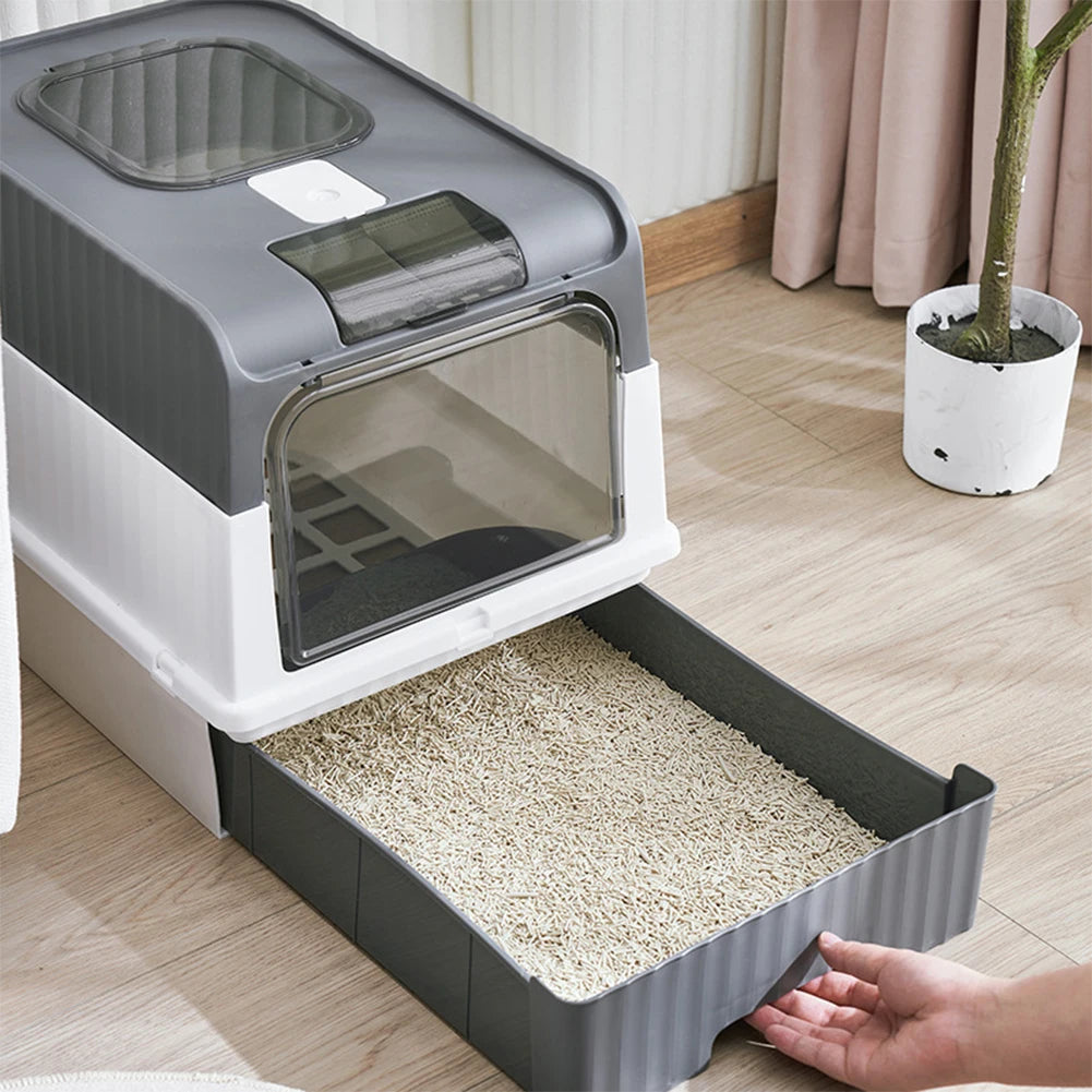 Cat Litter Box Odor Control Easy Clean Tray