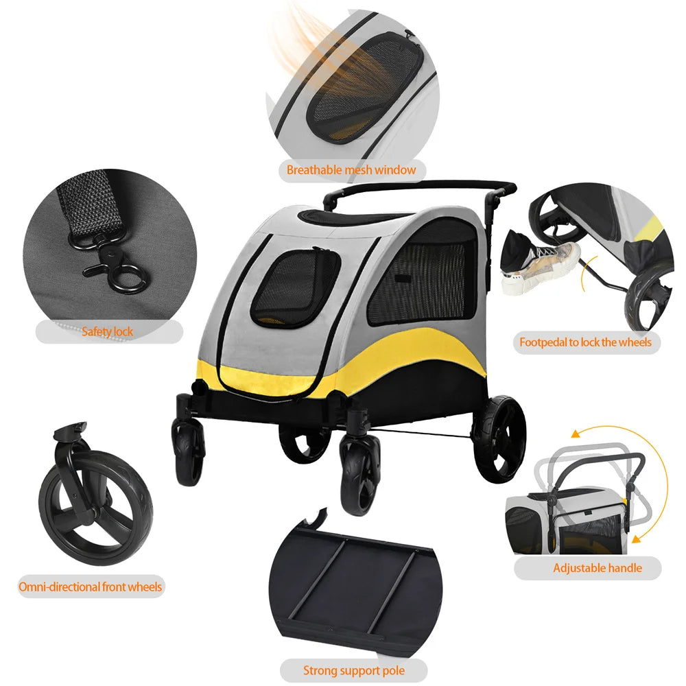Pet Stroller Folding for Small and Large Dogs