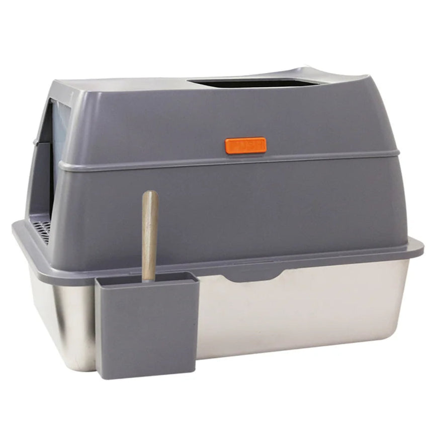Stainless Steel Covered Cat Litter Box with Accessories