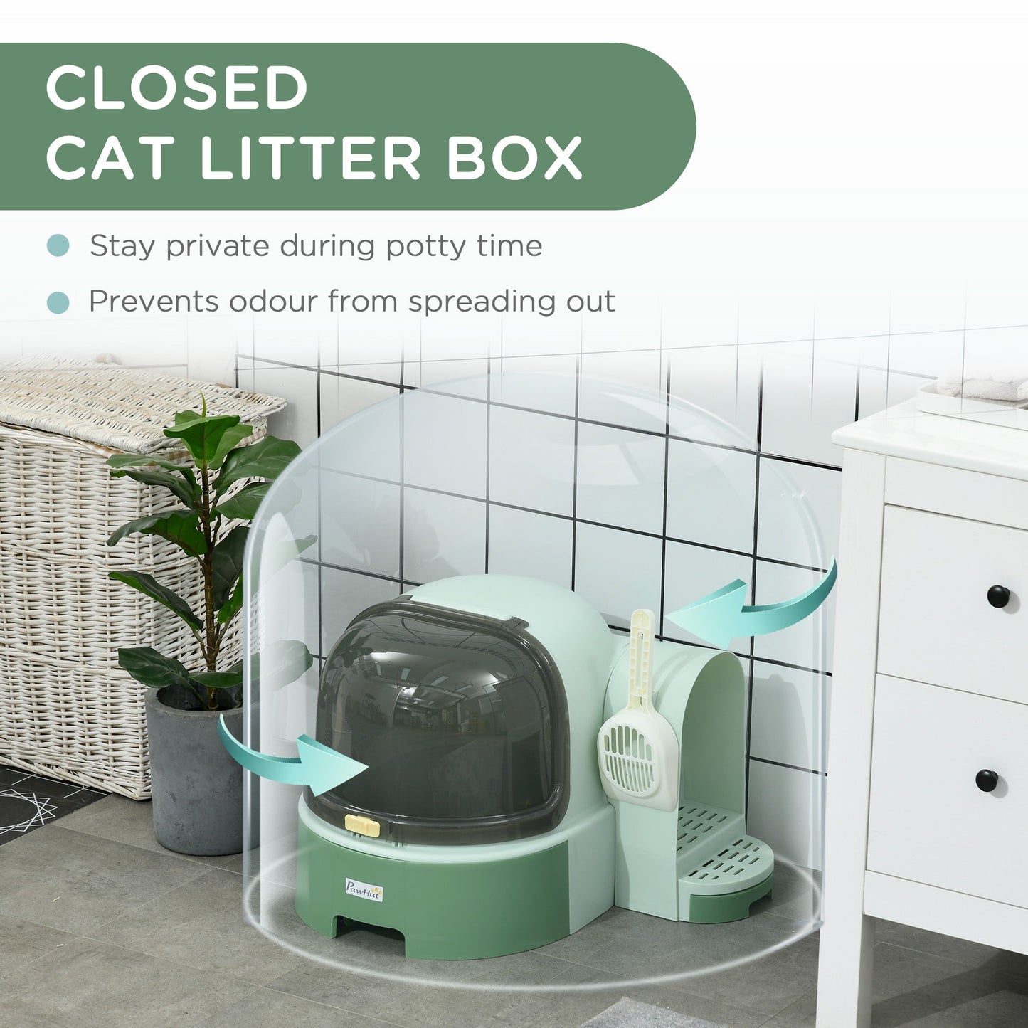 Covered Cat Litter Box Easy Clean Slide Out Tray