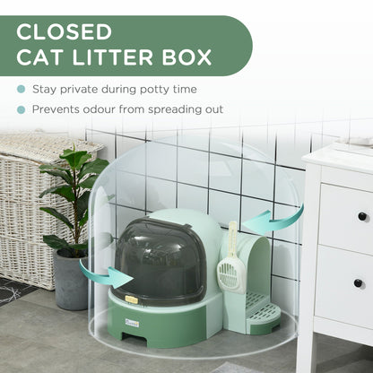 Covered Cat Litter Box Easy Clean Slide Out Tray