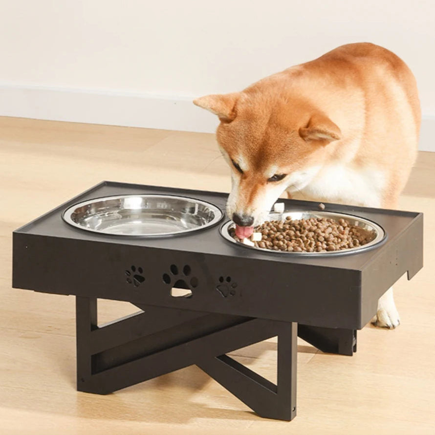 Adjustable Raised Dog Feeder Stainless Steel 2 Bowls - Pupporia