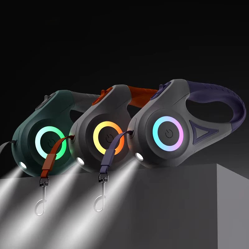 Adjustable Pet Leash With Flashlight Comfort Grip