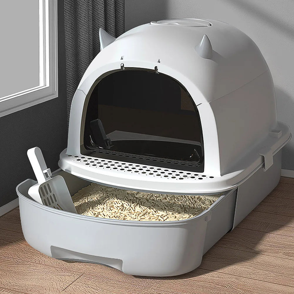 Cat Litter Box Sliding Door Easy Clean