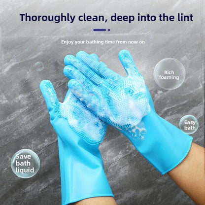Pet Grooming Gloves Waterproof Easy Bathing