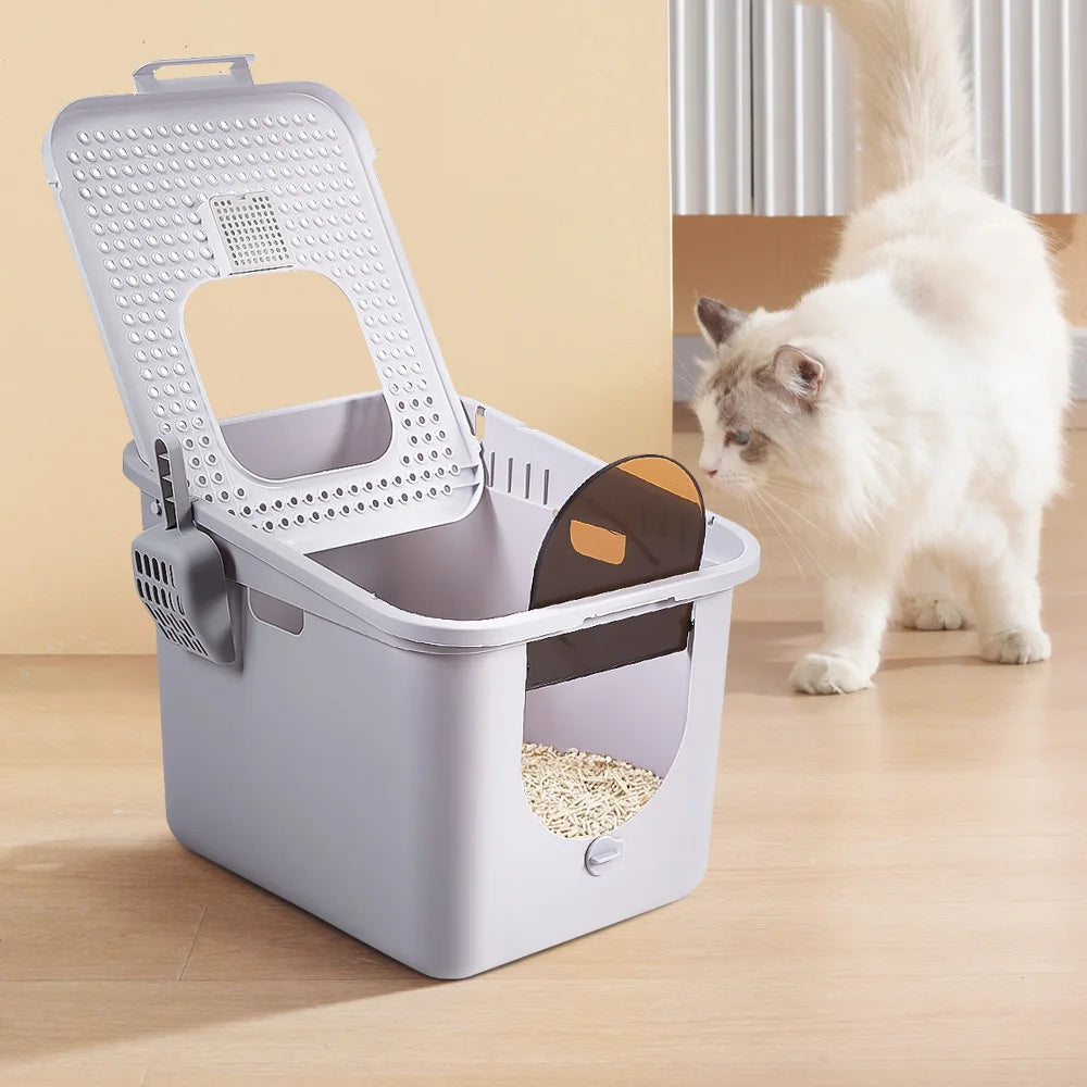 Easy Clean Litter Box Flip Covered