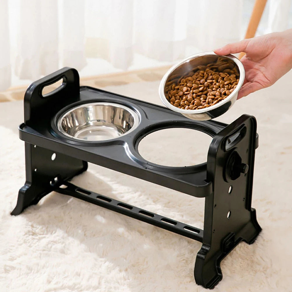 Stainless Steel Elevated Dog Feeder With Two Bowls