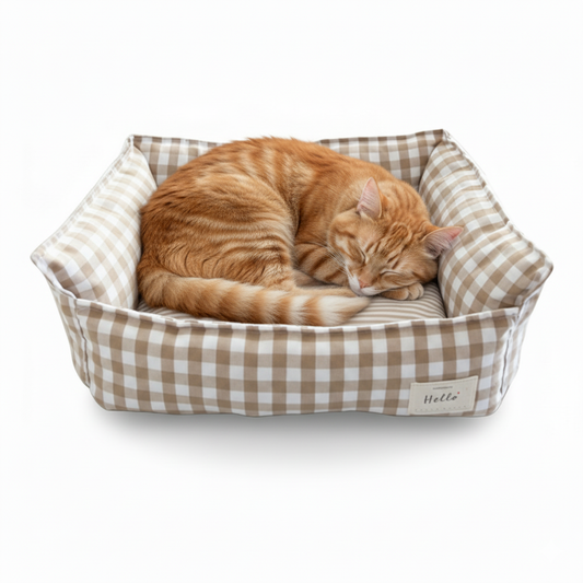 Small Plaid Pet Bed For Dogs Cats - Pupporia