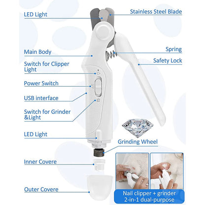 Pet Nail Trimmer Clipper With Led Guide